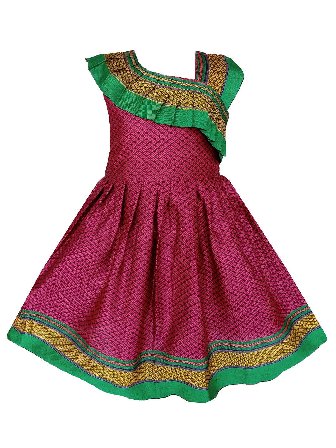

BAESD Girls Self Design Fit & Flare Dress, Red