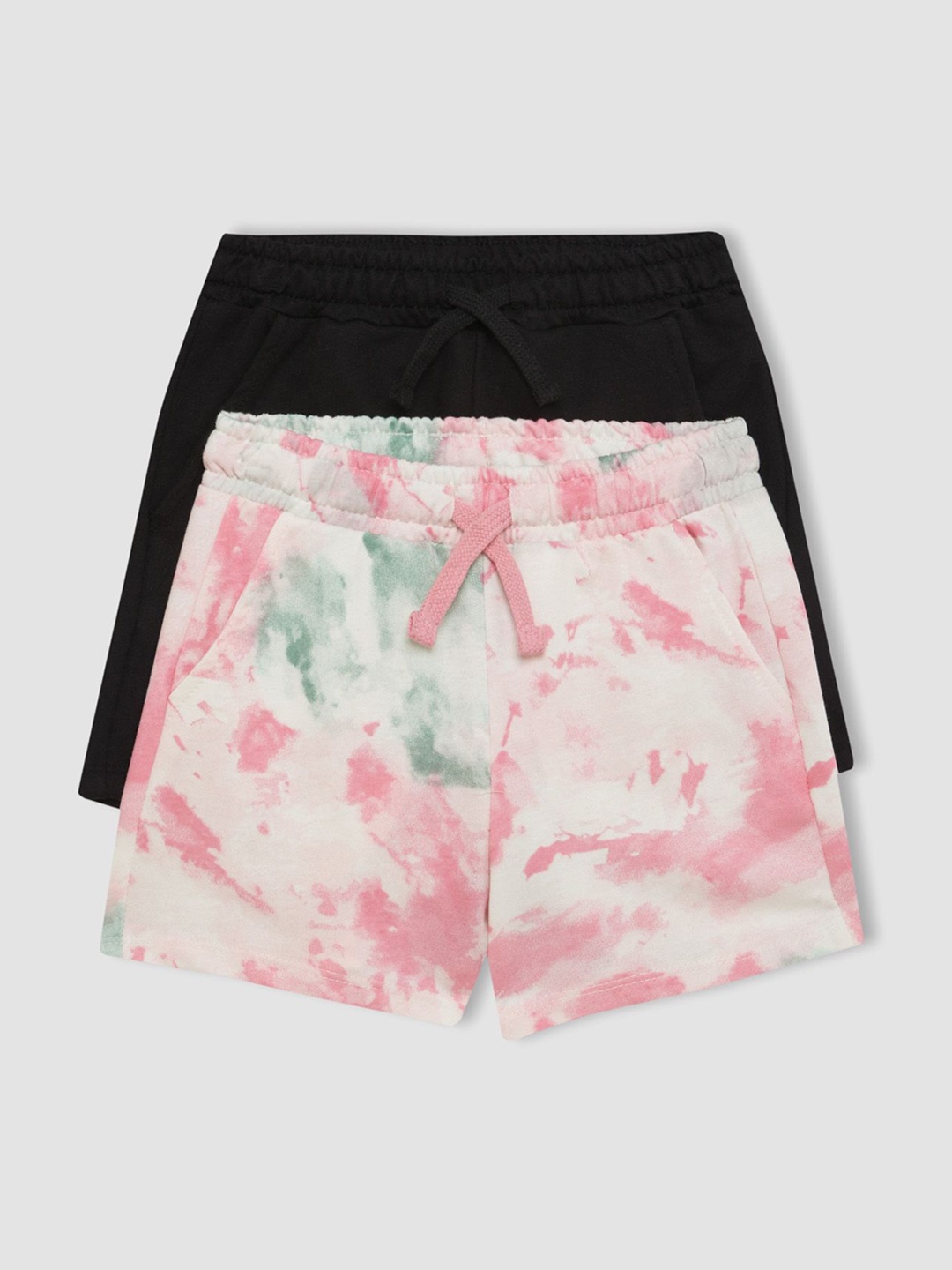 

DeFacto Girls pack of 2 Abstract Printed Shorts, Black