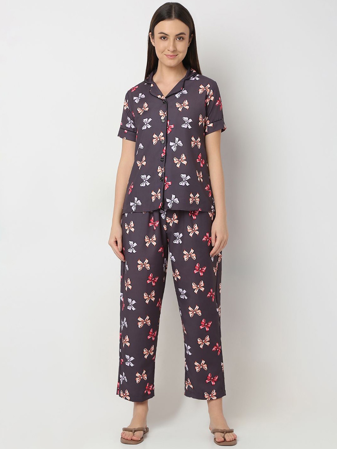 

Smarty Pants Women Printed Night suit, Brown