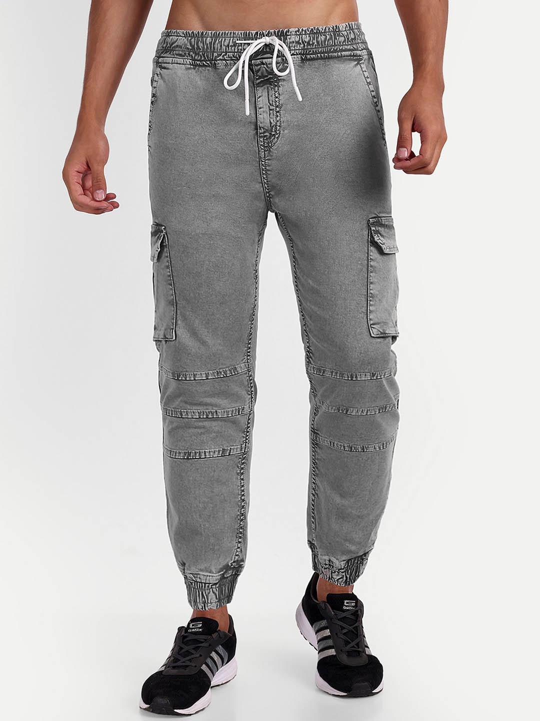 

MEGHZ Men Comfort Jogger Heavy Fade Stretchable Jeans, Grey