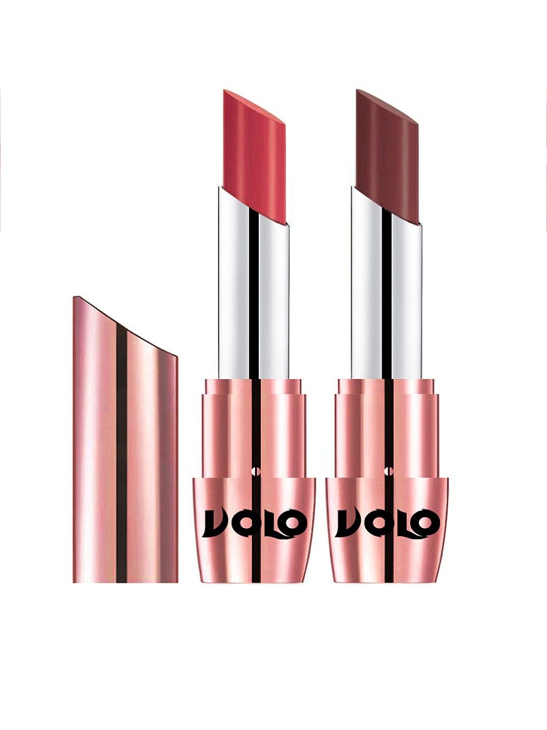 

VOLO Set Of 2 Creme Matte Lipstick- 3.5g Each-Peach-Coffee-634-633, Brown