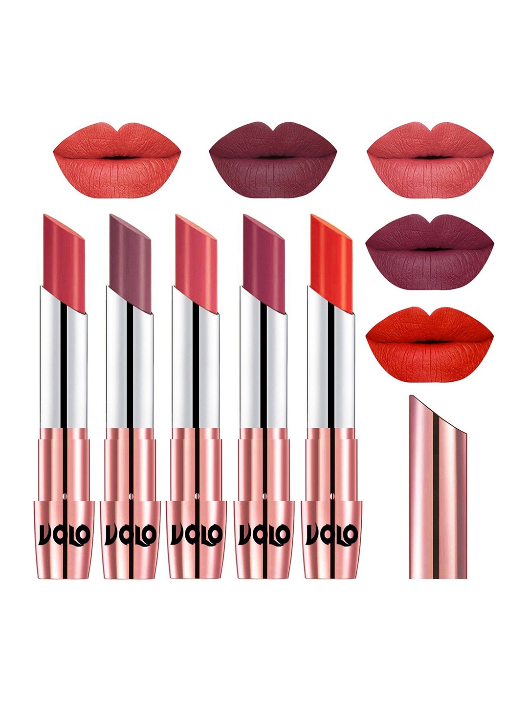 

VOLO Set Of 5 Creme Matte Lipstick - 3.5g Each - 33-36-37-38-39, Multi