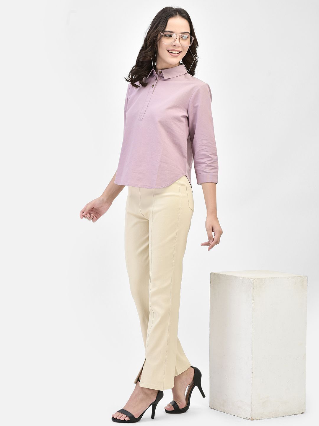 

FUTURO Women Shirt Collar Shirt Style Top, Mauve