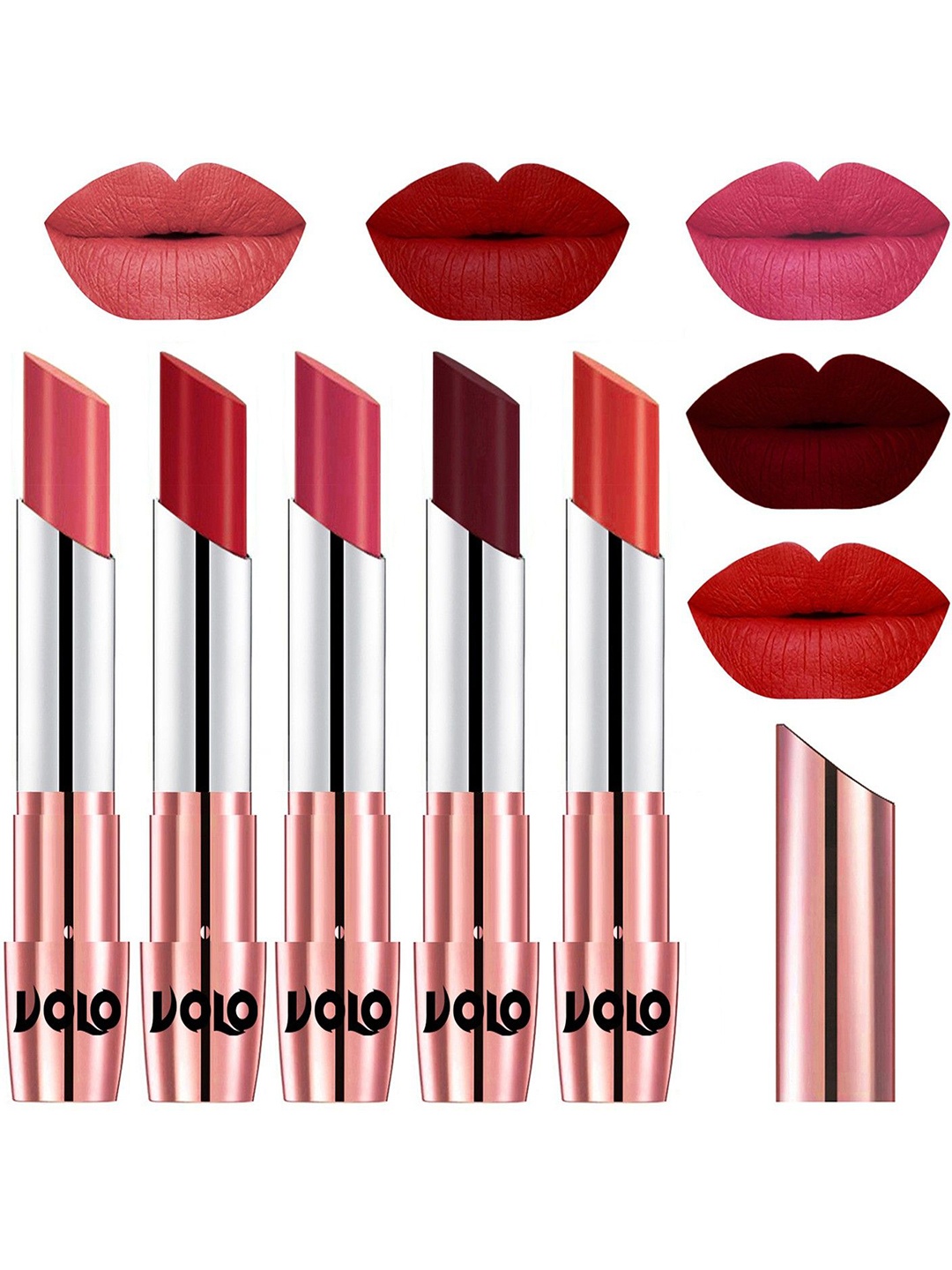 

VOLO Set Of 5 Creme Matte Lipstick - 3.5 g Each - 37-40-41-42-49, Multi