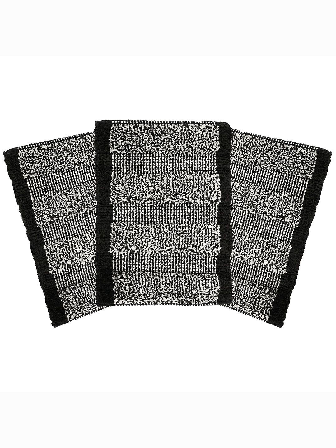 

Kuber Industries Black & White 3 Pieces Textured Anti Skid Door Mat