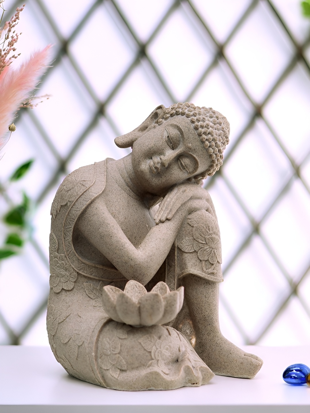 

Athome by Nilkamal Beige Textured Lord Buddha Showpiece