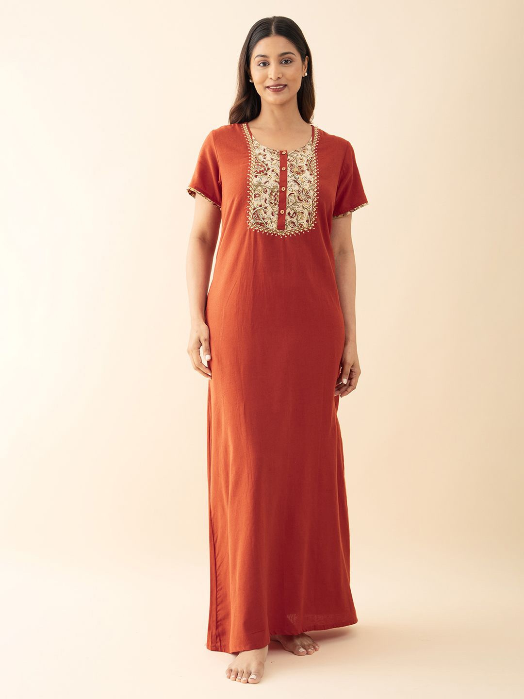 

Maybell Floral Printed Maxi Nightdress, Orange
