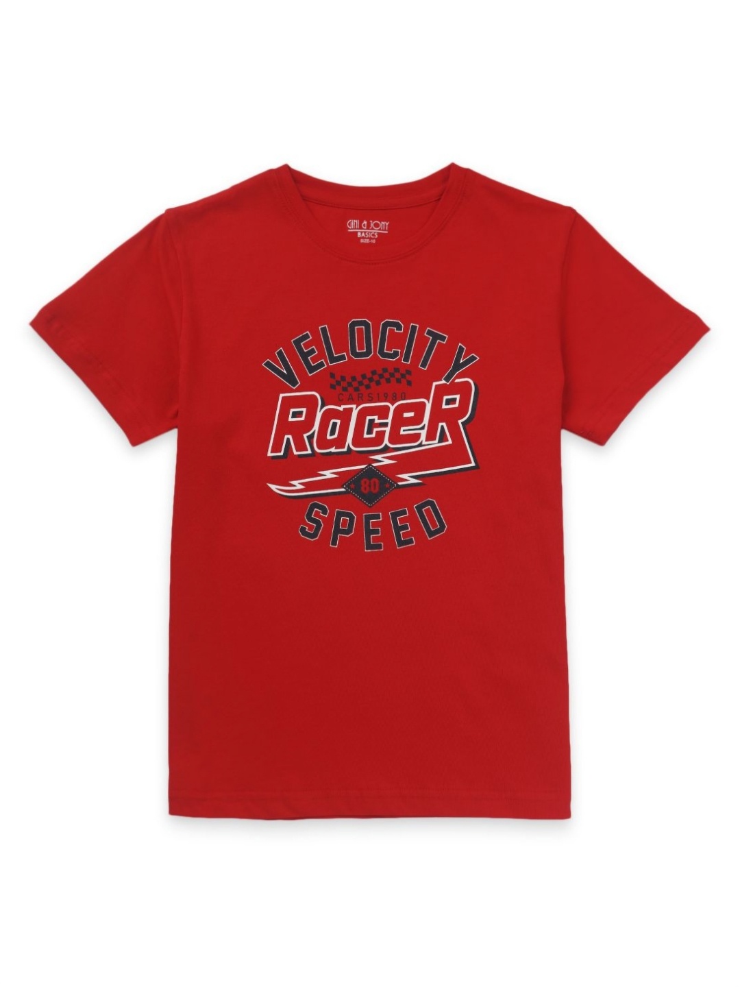 

Gini and Jony Boys Typography Printed Round Neck Cotton T-shirt, Red