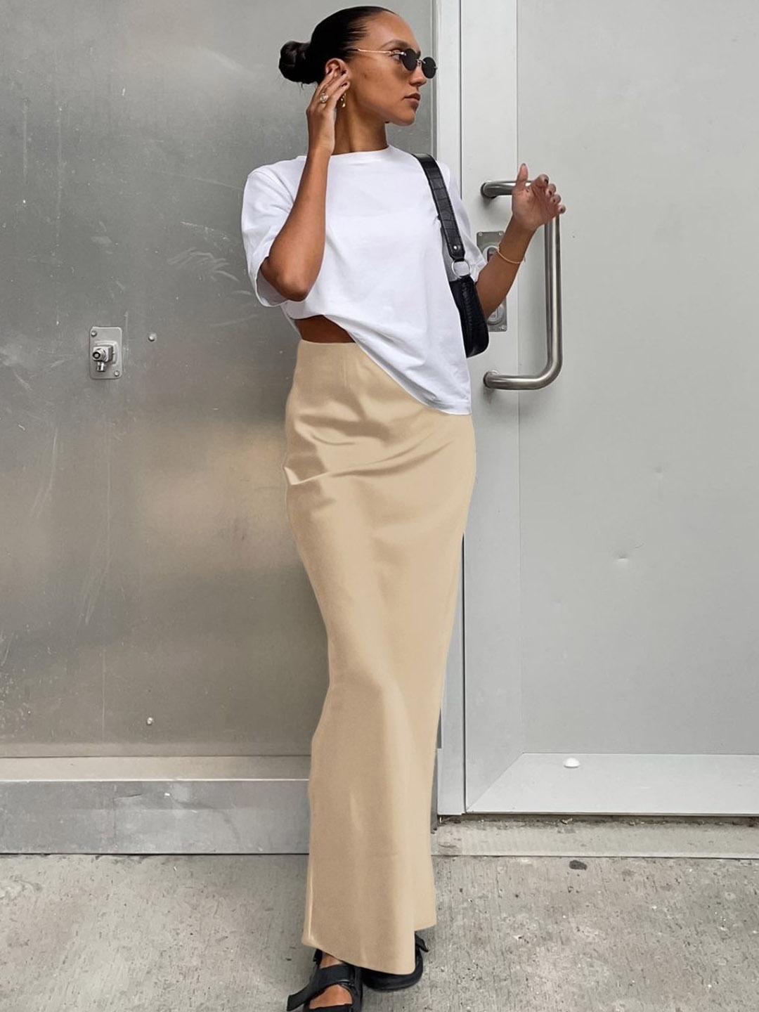 

KPOP Women Solid Straight Maxi Skirts, Khaki