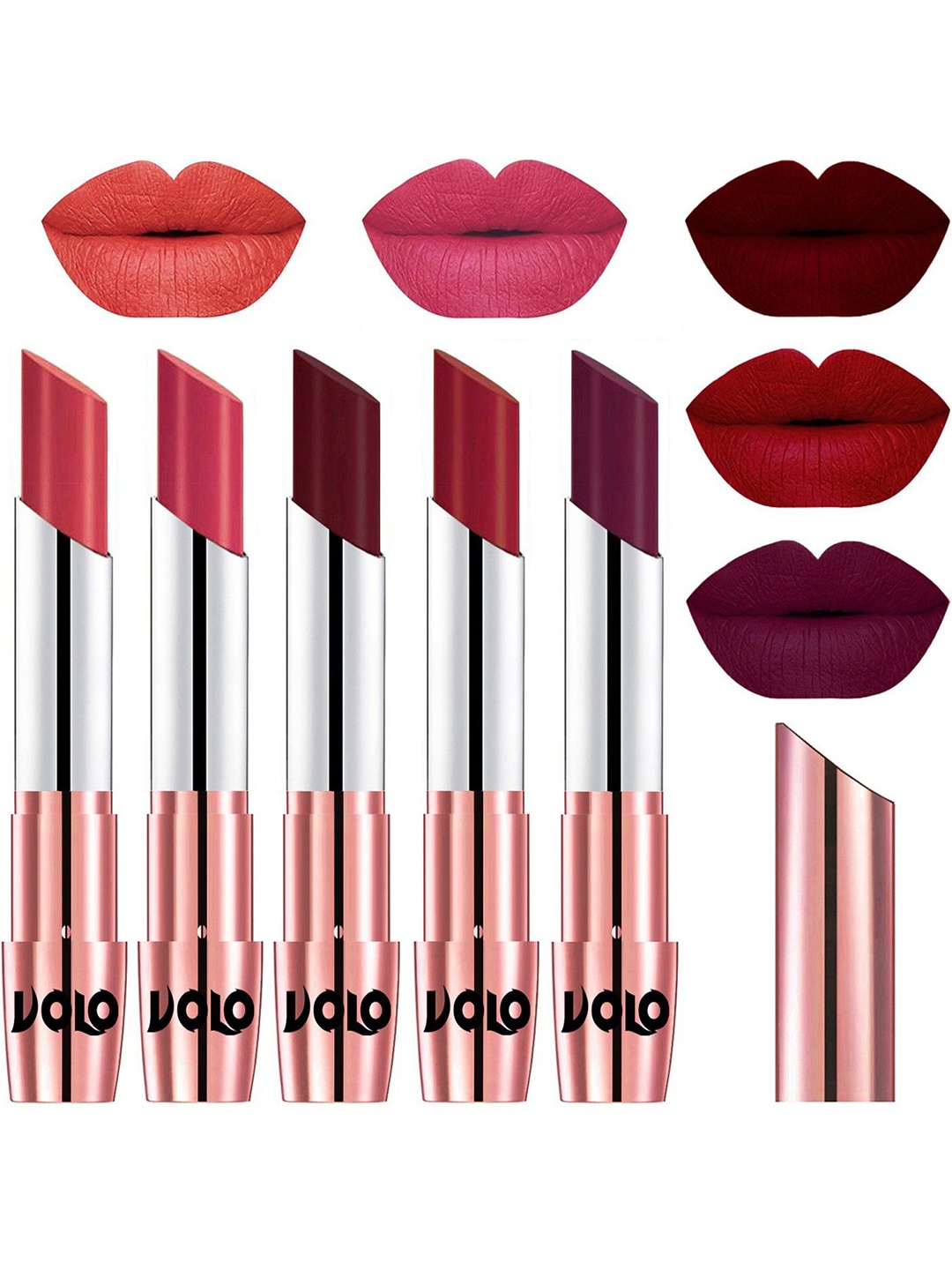 

VOLO Set Of 5 Creme Matte Lipstick - 3.5 g Each - 33-41-42-43-47, Multi