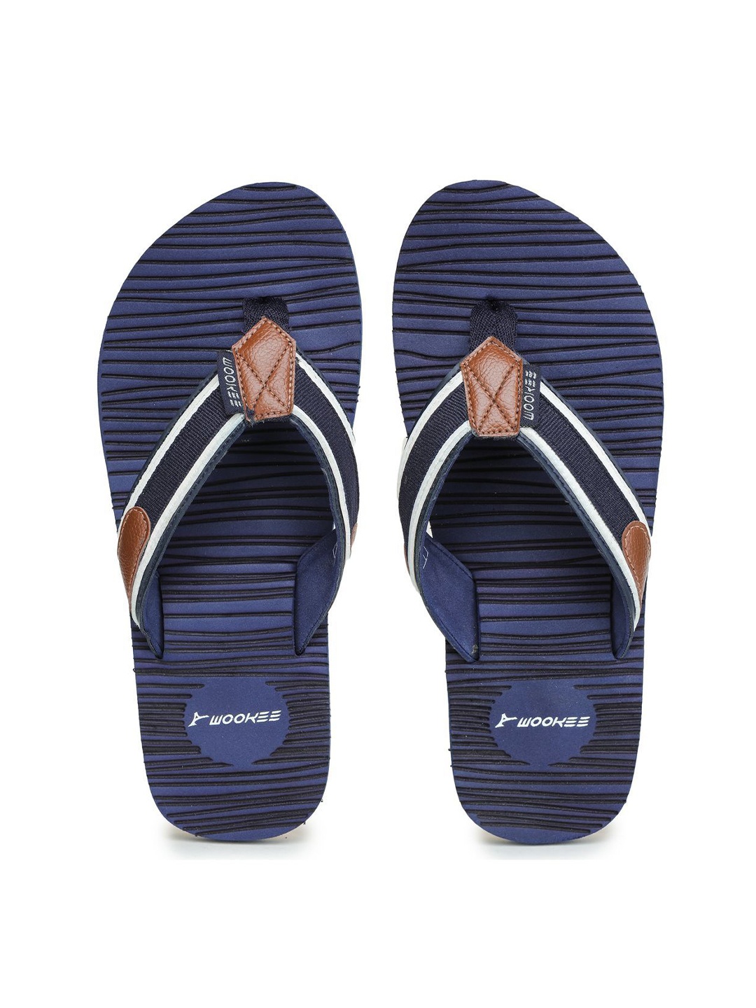 

ABROS Men Printed Thong Flip-Flops, Navy blue