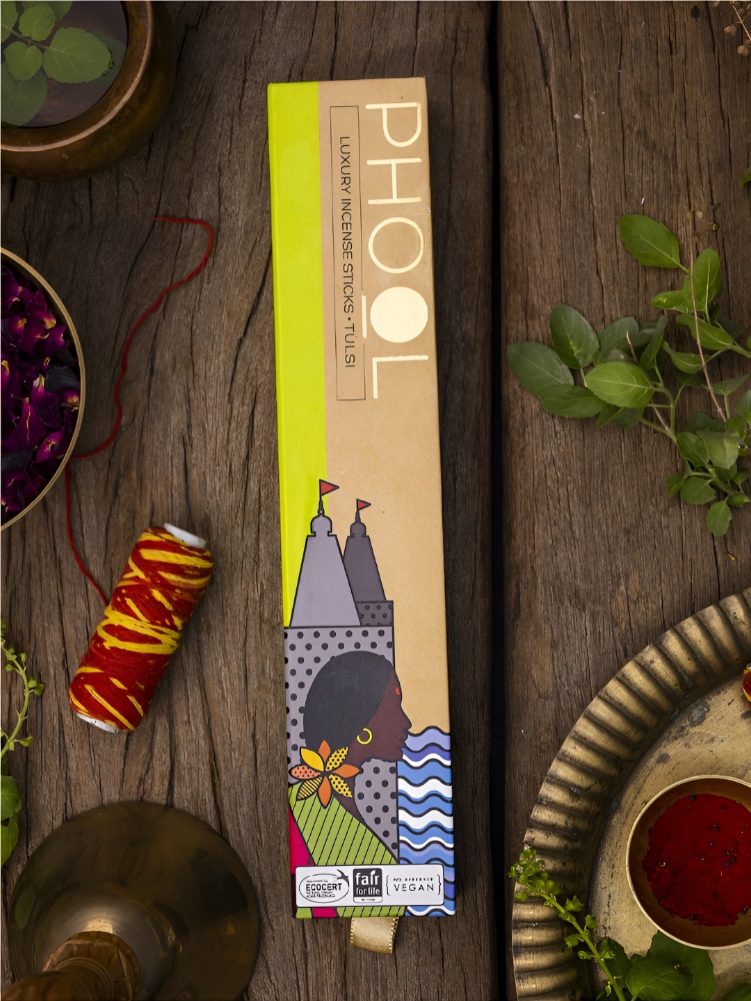 

Phool 40 Pieces Brown Tulsi Incense Sticks Pooja Essentials