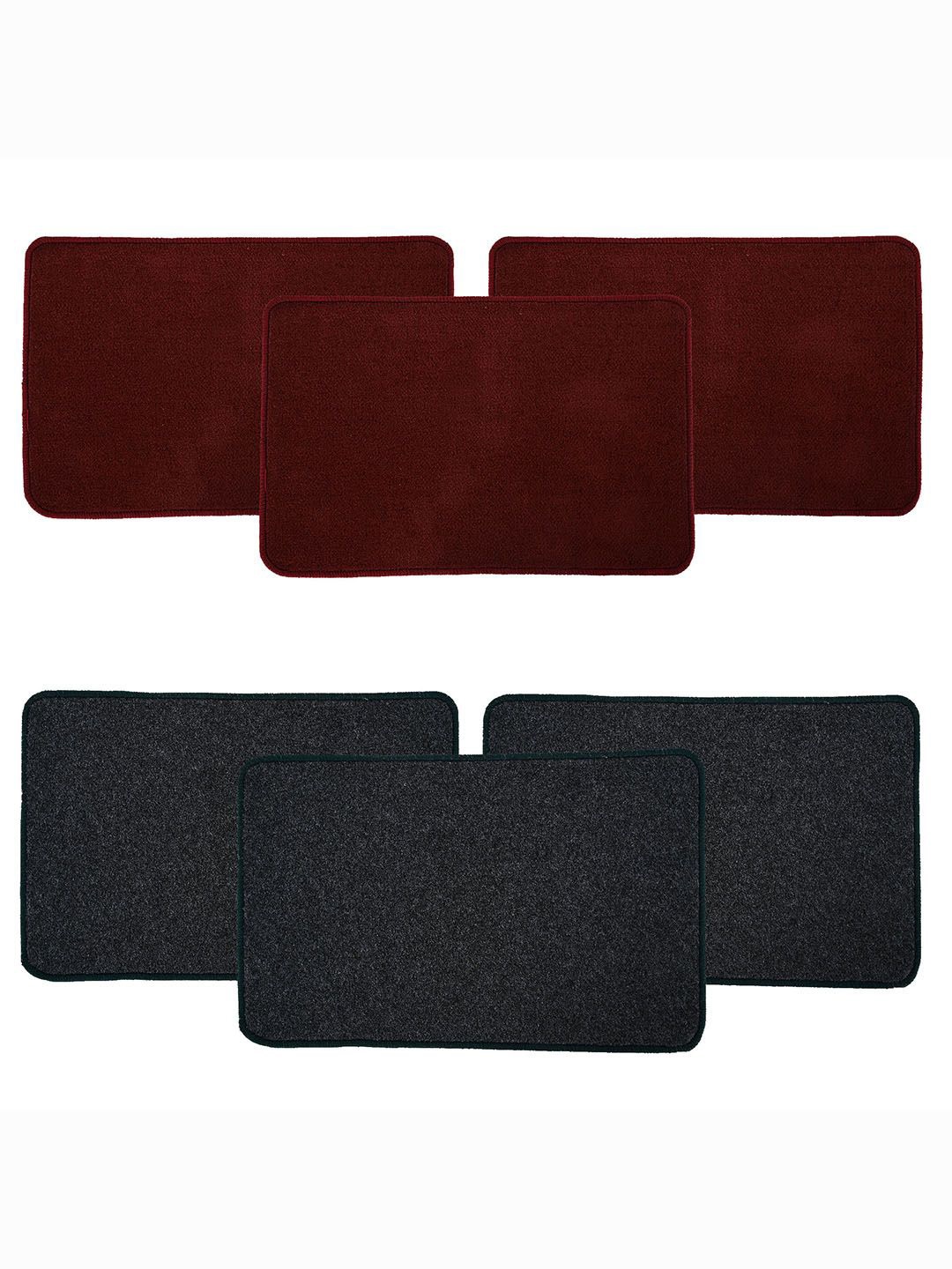 

Kuber Industries Maroon & Grey 6 Pieces Microfiber Anti-Skid Doormats