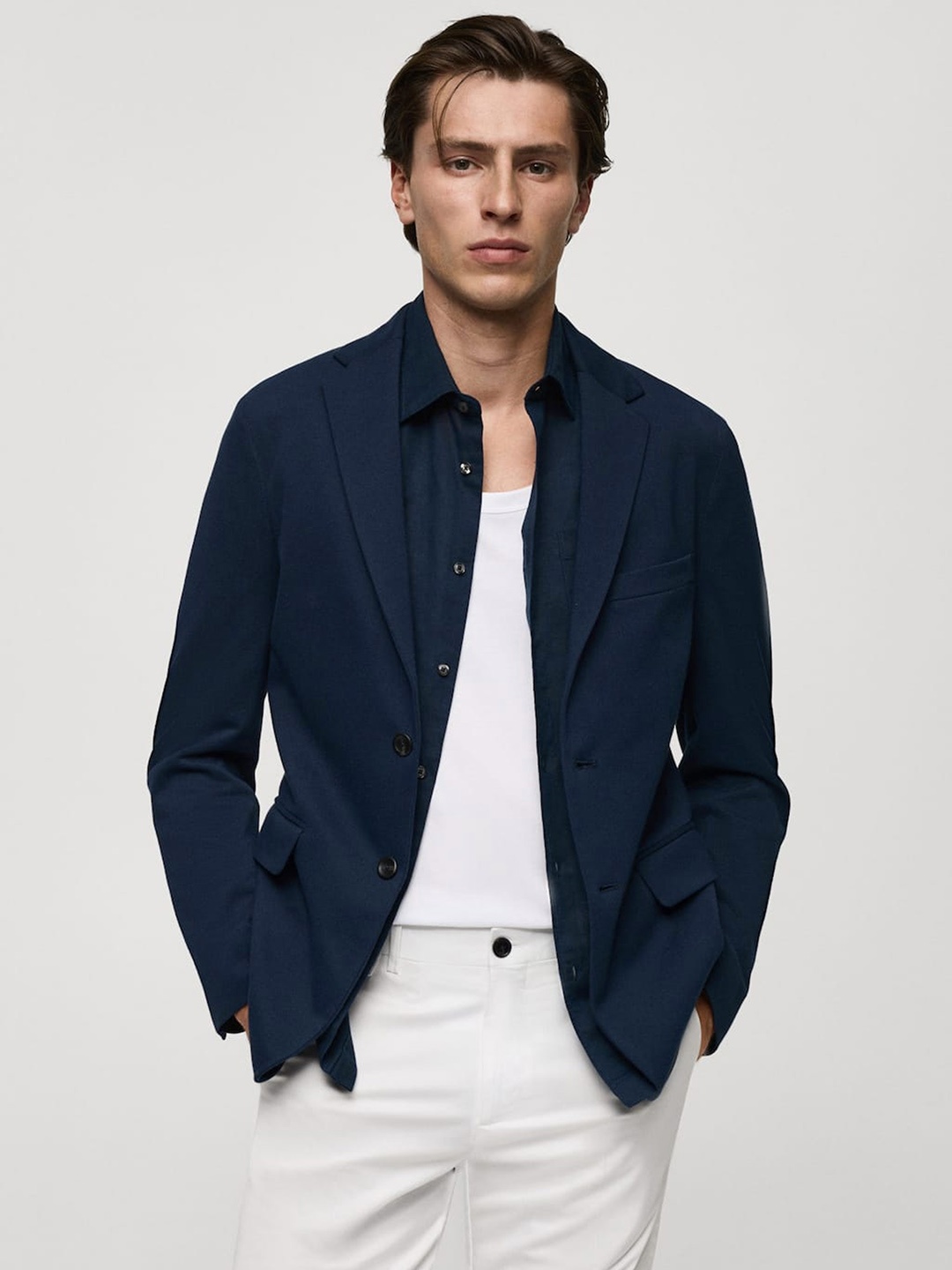 

MANGO MAN Structured Slim Fit Blazer, Navy blue