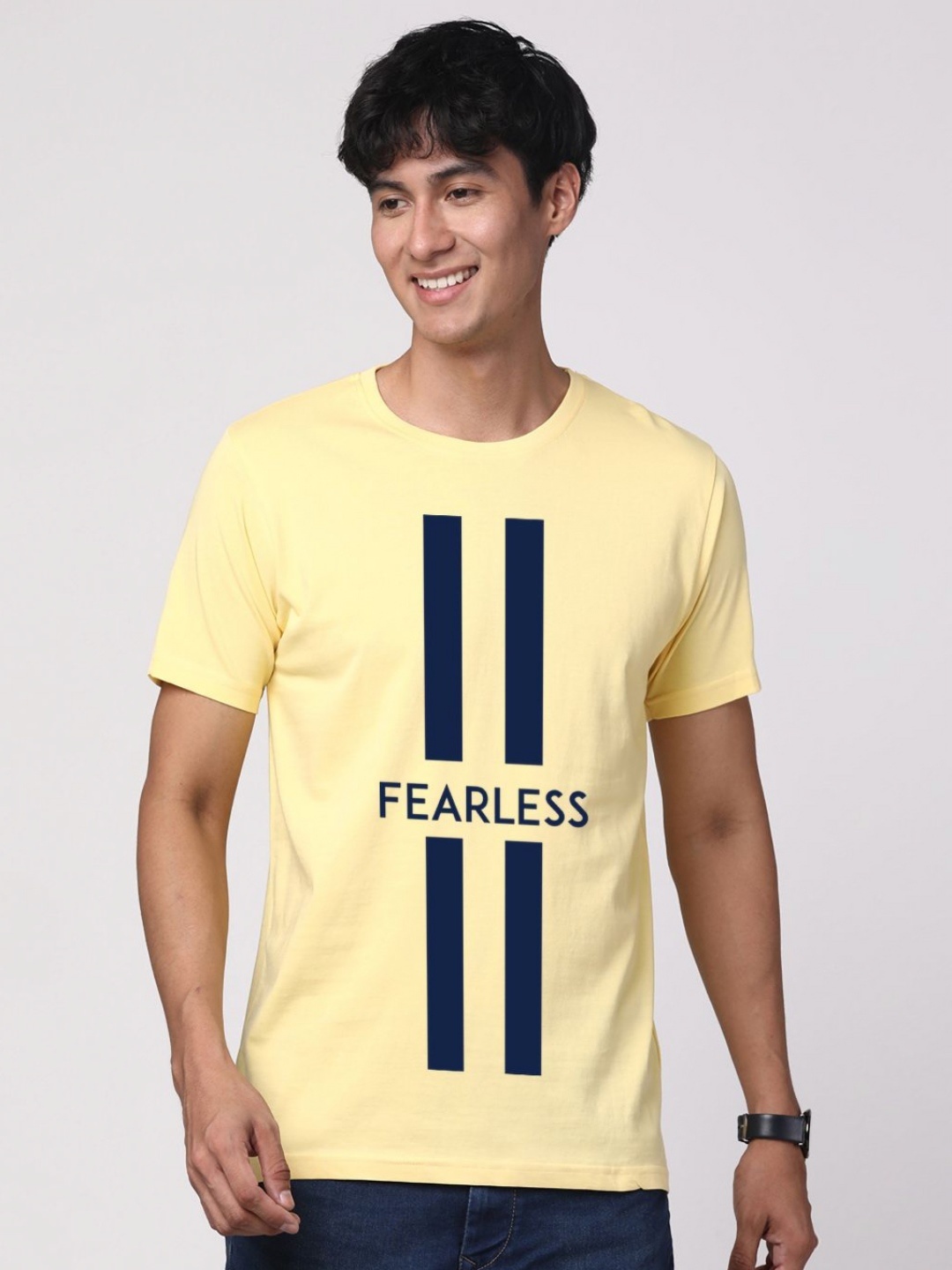 

ADRO Men Graphic Printed Round Neck T-shirt, Yellow