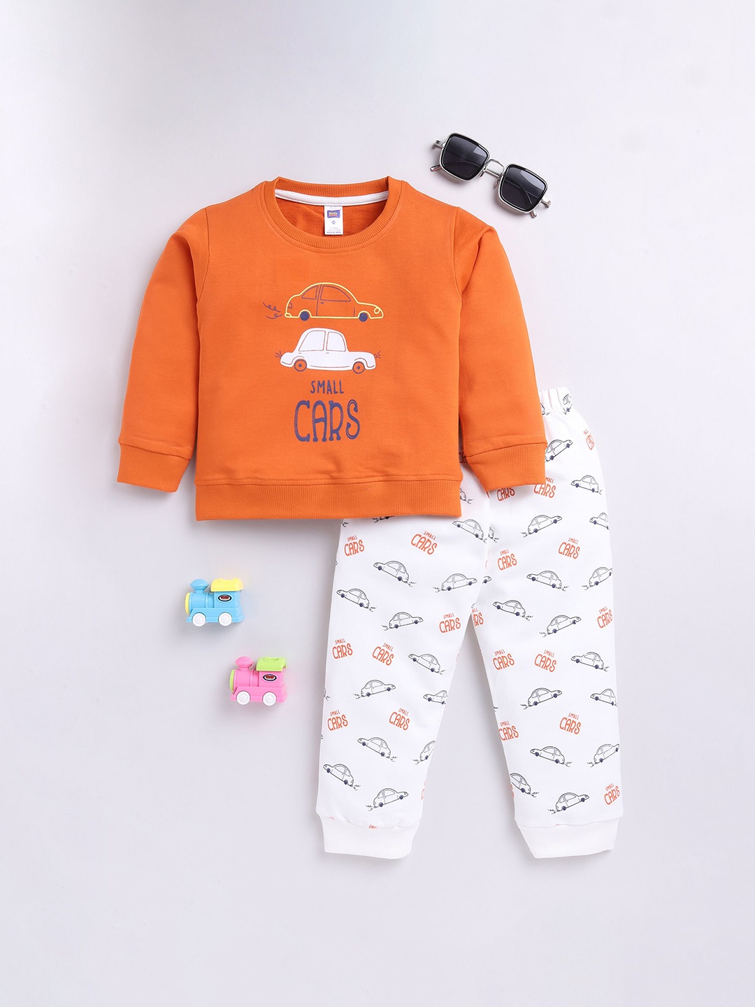 

Nottie Planet Boys Printed Round Neck Sweatshirt With Joggers, Coral