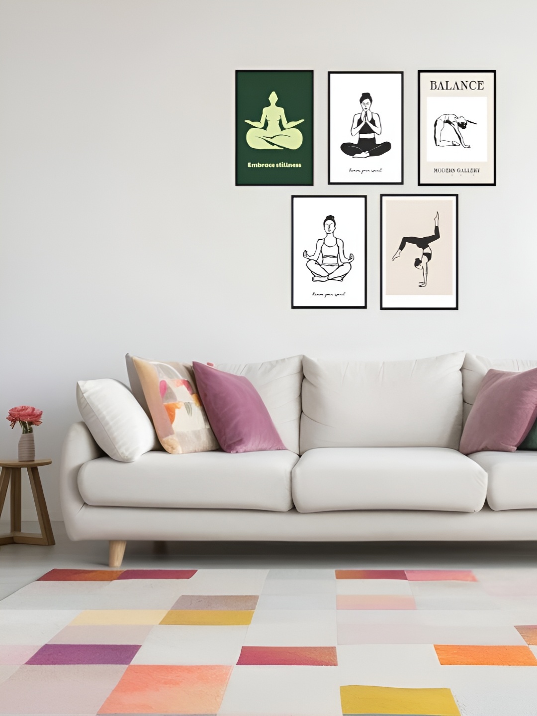 

CVANU Black & White 5 Pieces Yoga Printed Wall Posters