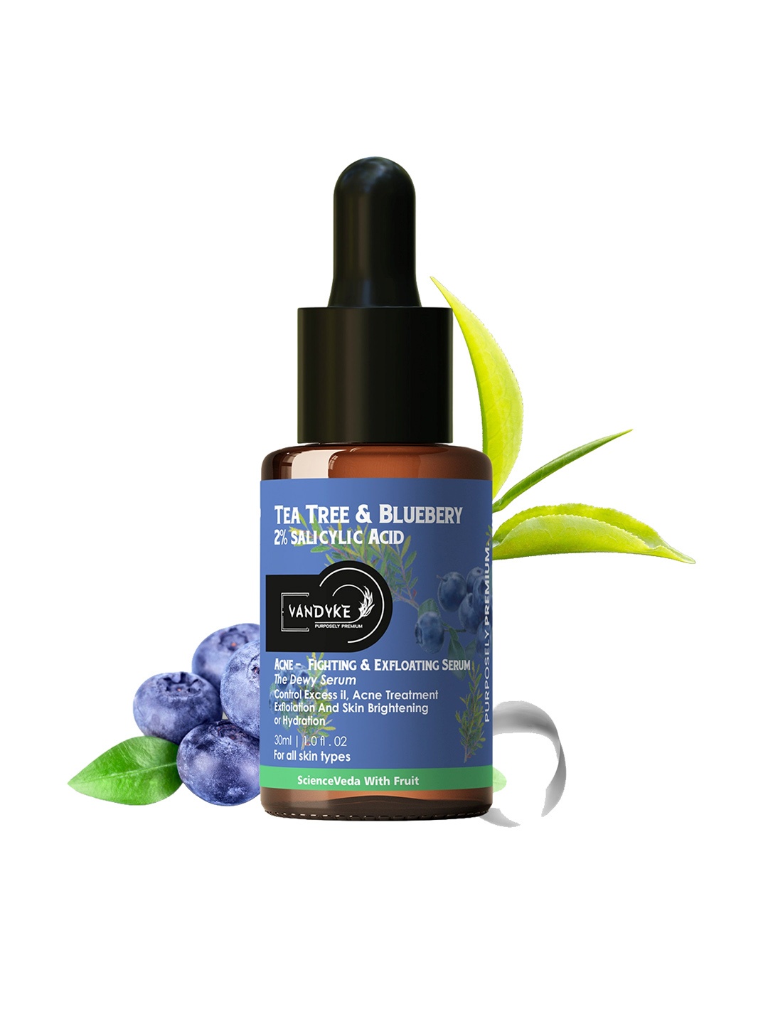 

VANDYKE Tea Tree & Blueberry With 2% Salicylic Acid Face Serum-30ml, White
