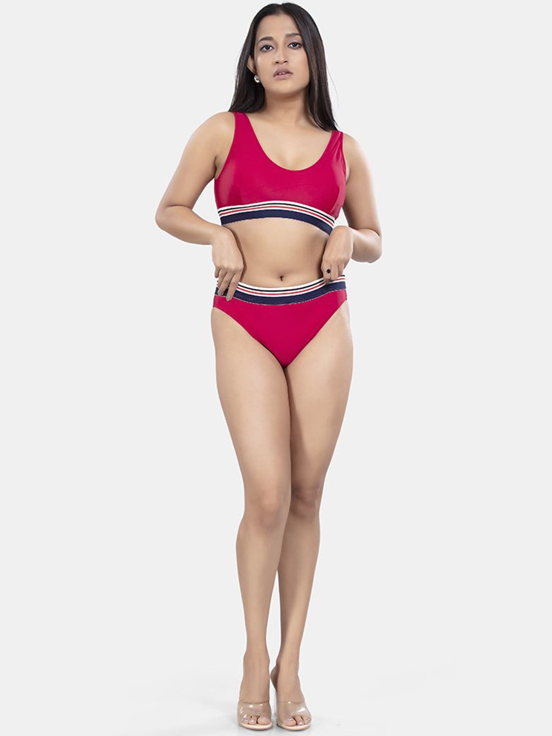 

BOLD & BAE Scoop Neck Swim Bikini Set, Red