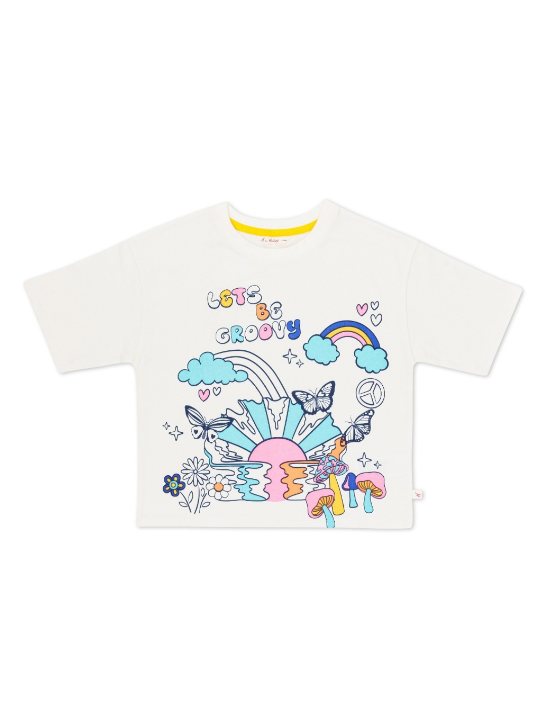 

H By Hamleys Girls Graphic Printed Round Neck Cotton T-shirt, White