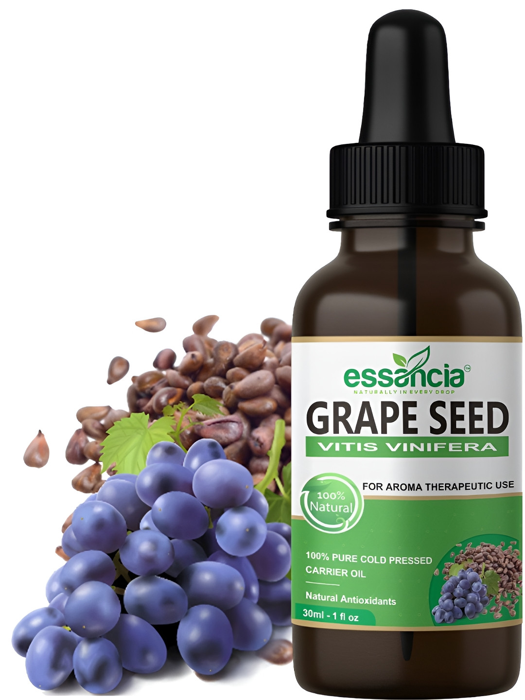 

essancia Grapeseed Carrier Oil For Face & Body Massage - 30 ML, Green