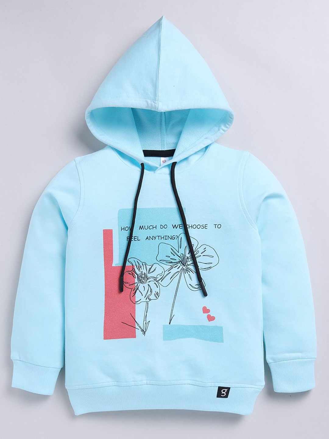 

Ginie Girls Floral Printed Hooded Sweatshirt, Blue