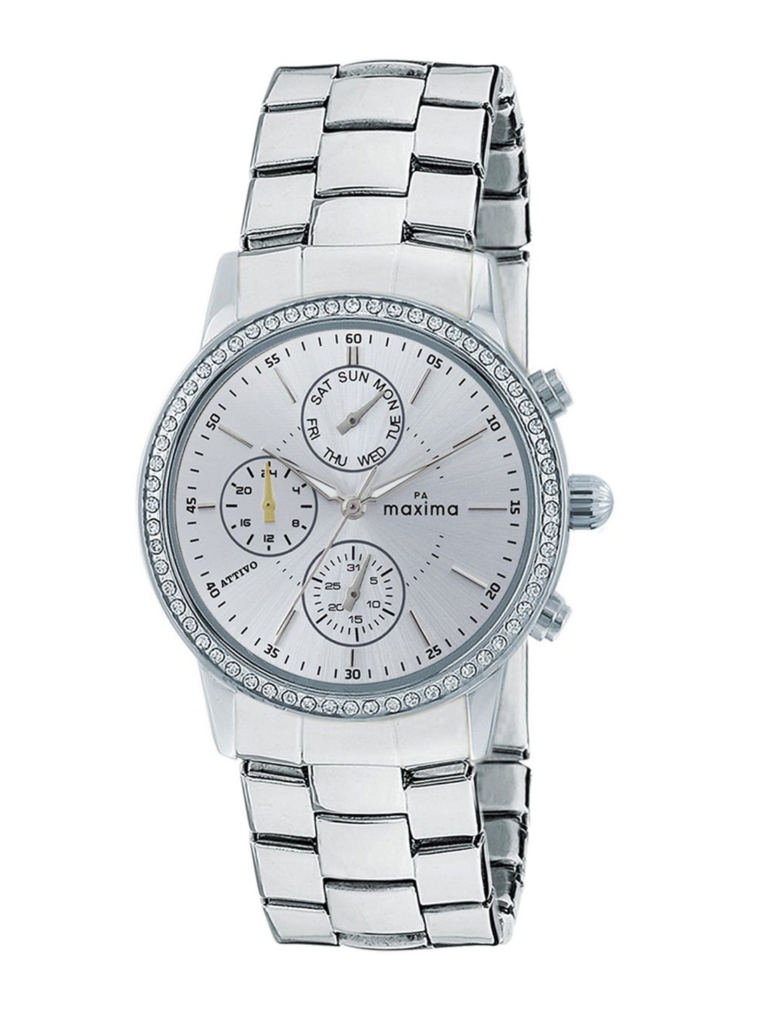

maxima Women Dial & Leather Straps Analogue Watch 69870CMLI, Silver