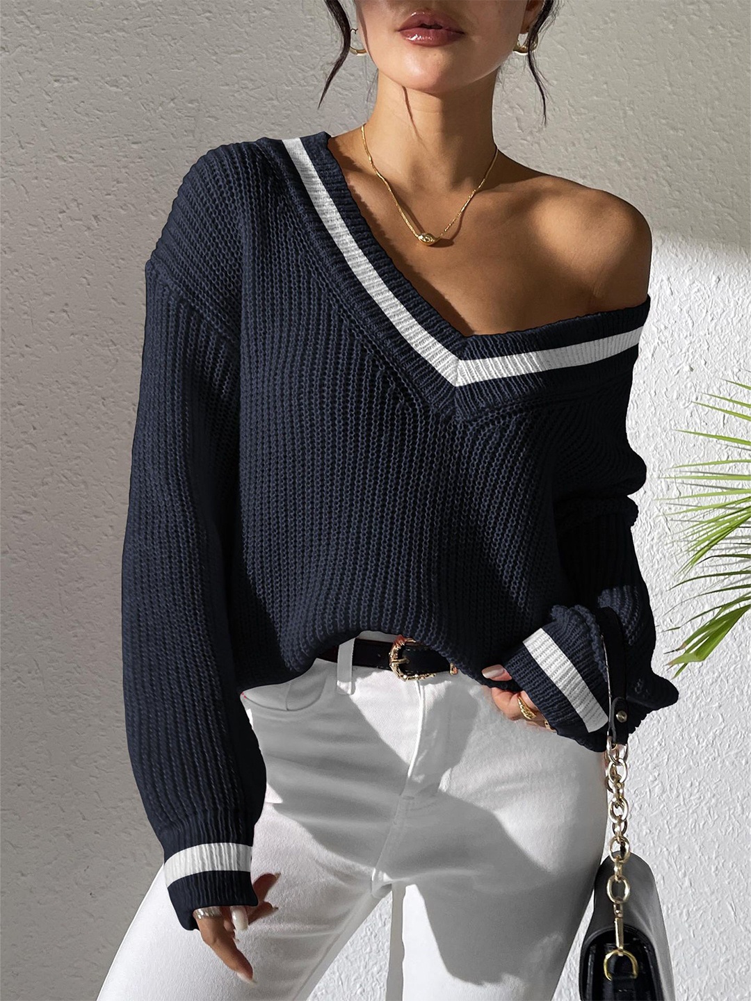 

StyleCast x Revolte Women Pullover Sweater, Navy blue