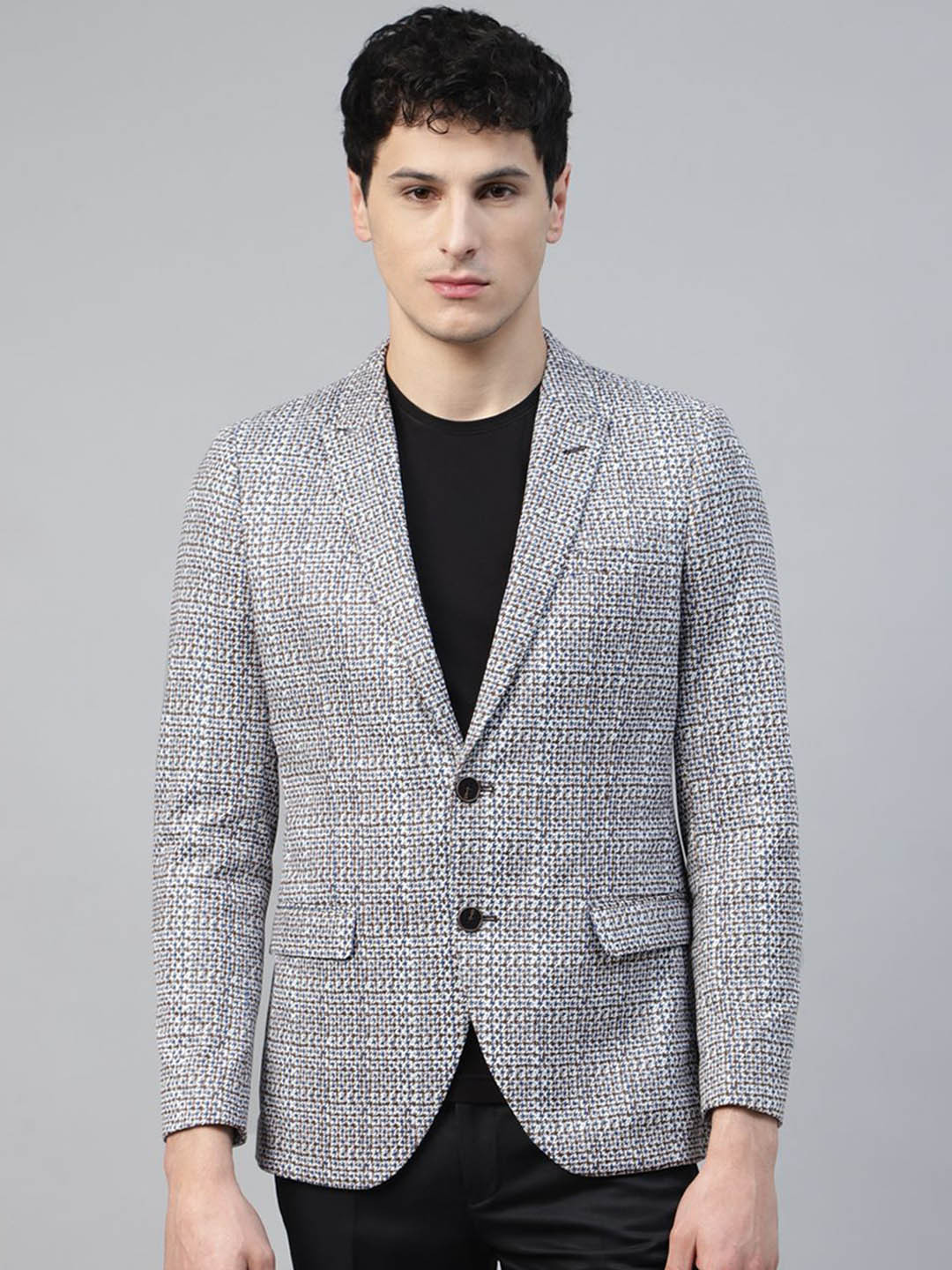 

Givo Printed Tailored Fit Cotton Single-Breasted Casual Blazer, Maroon