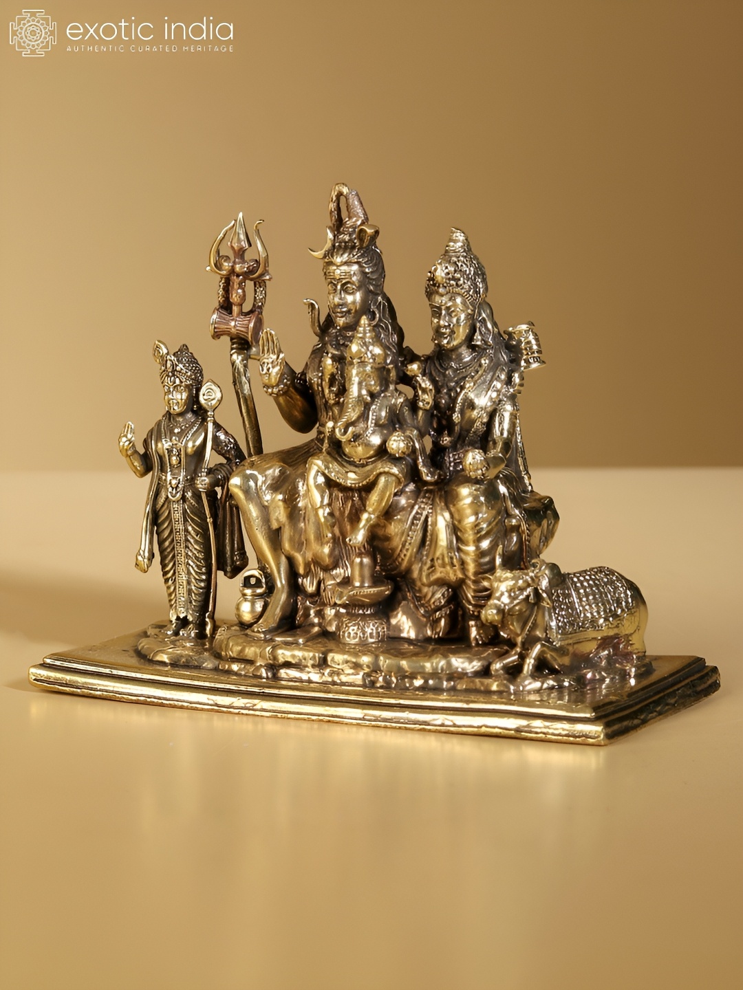 

Exotic India Gold-Toned Shiva Family Religious Idol Showpiece