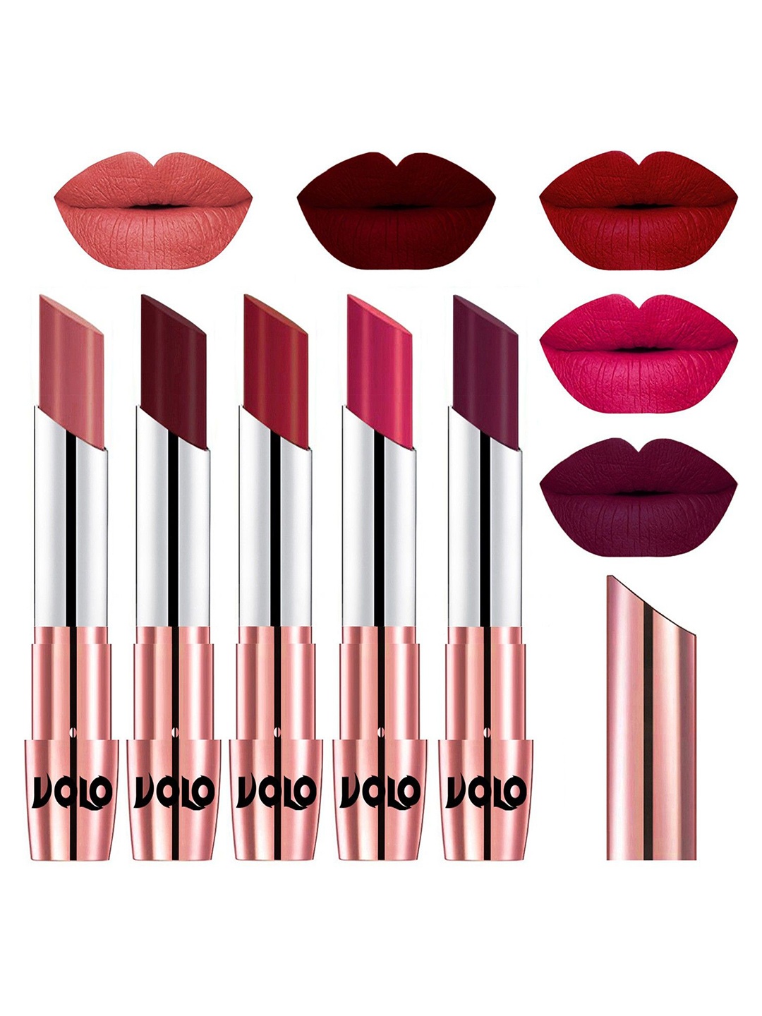 

VOLO Set Of 5 Creme Matte Lipstick - 3.5 g Each - 32-42-43-44-47, Multi