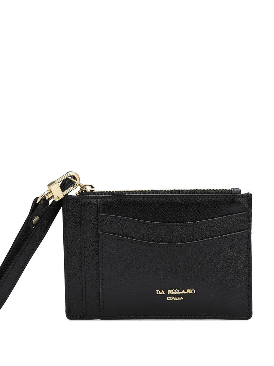 

Da Milano Unisex Textured Leather Card Holder, Black