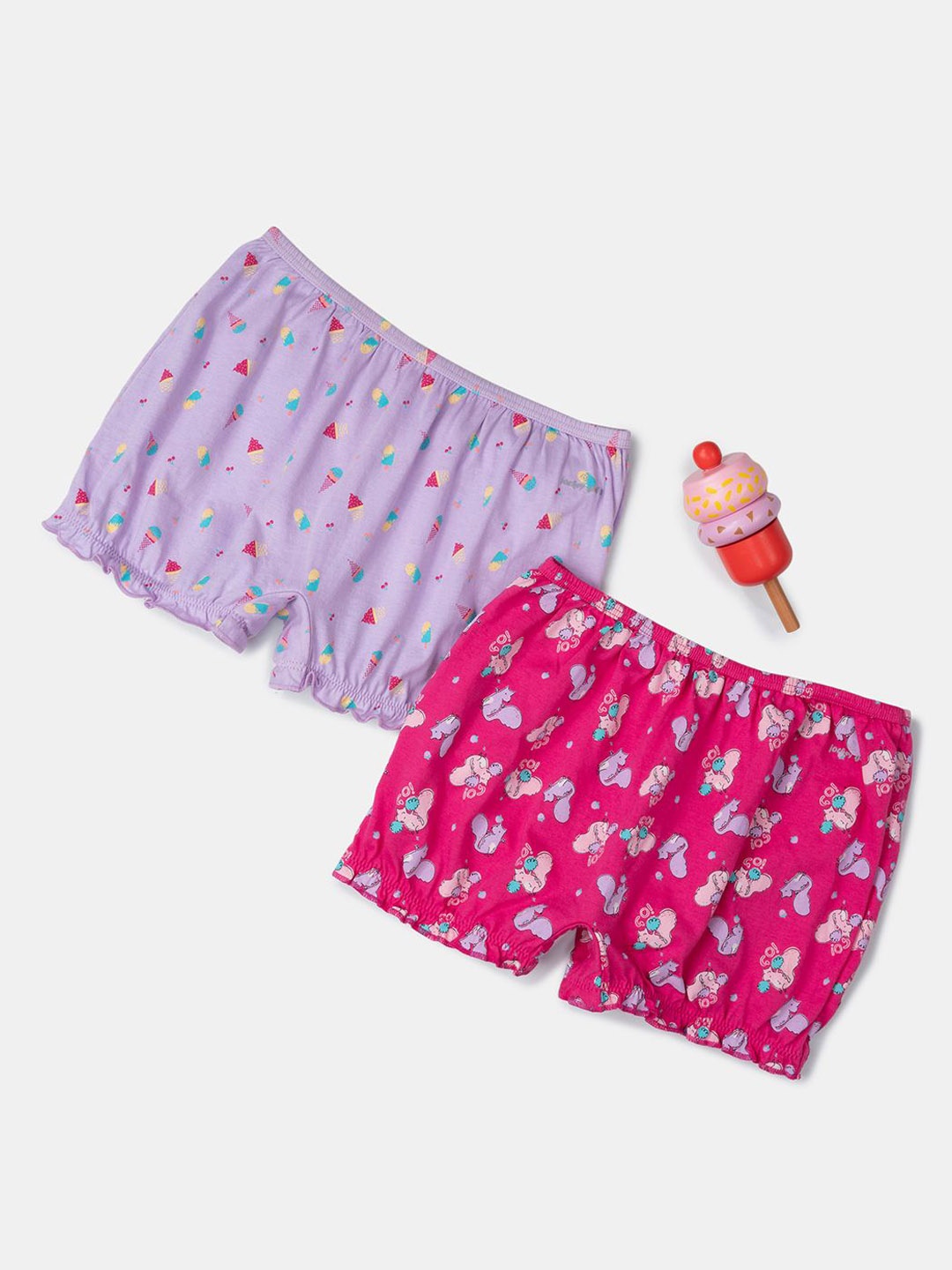 

Jockey Girls Pack of 2 Cotton Printed Bloomers with Ultrasoft Waistband-SG06, Pink