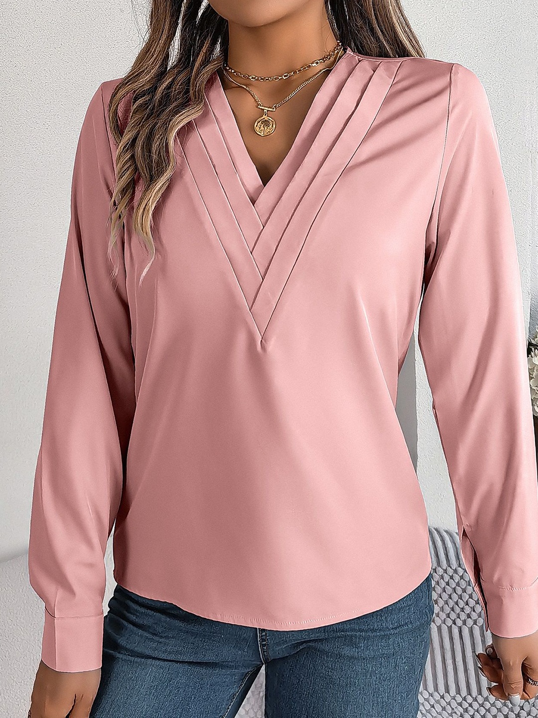 

HERE&NOW Women Opaque Printed Casual Top, Pink