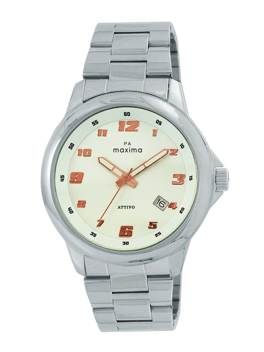 

maxima Men Patterned Dial & Stainless Steel Straps Analogue Watch 60740CMGI, White