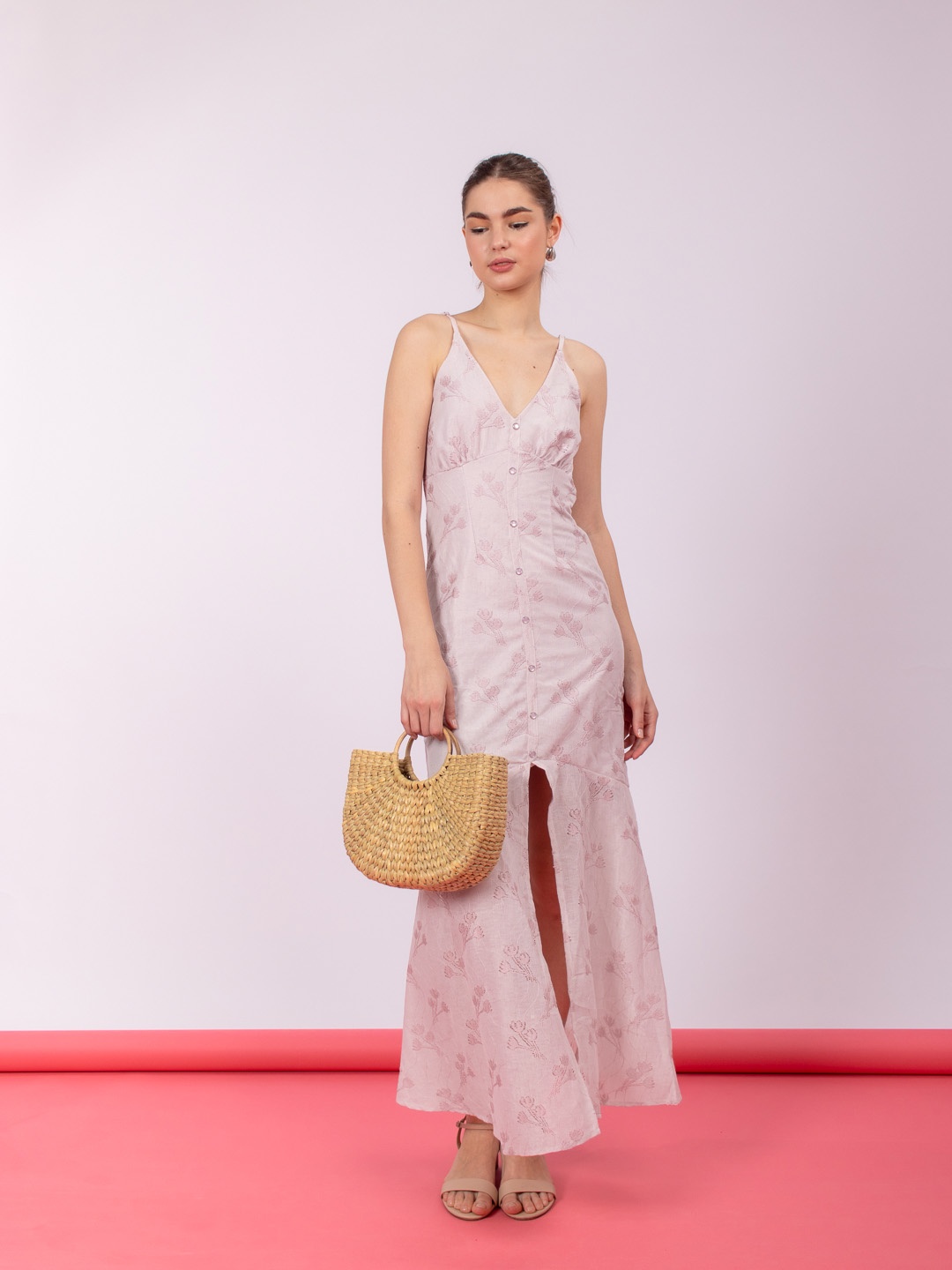 

Stylecast X Hersheinbox Floral Embroidered Lace Sheath Maxi Dress, Mauve