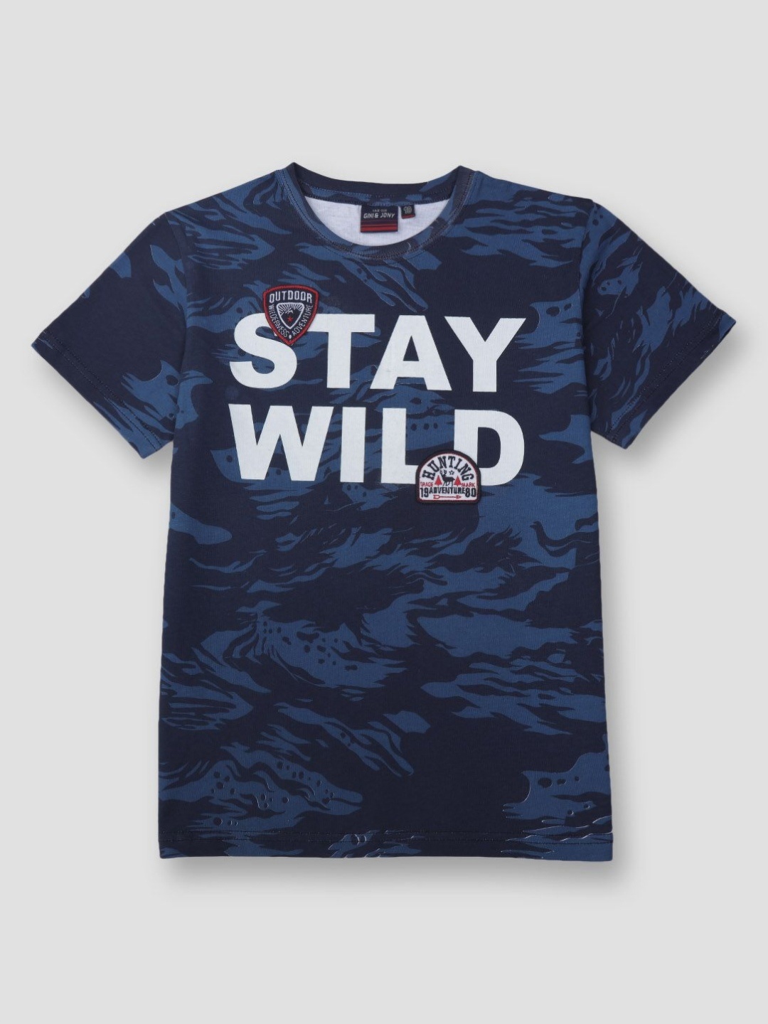 

Gini and Jony Boys Abstract Printed Round Neck Cotton T-shirt, Navy blue