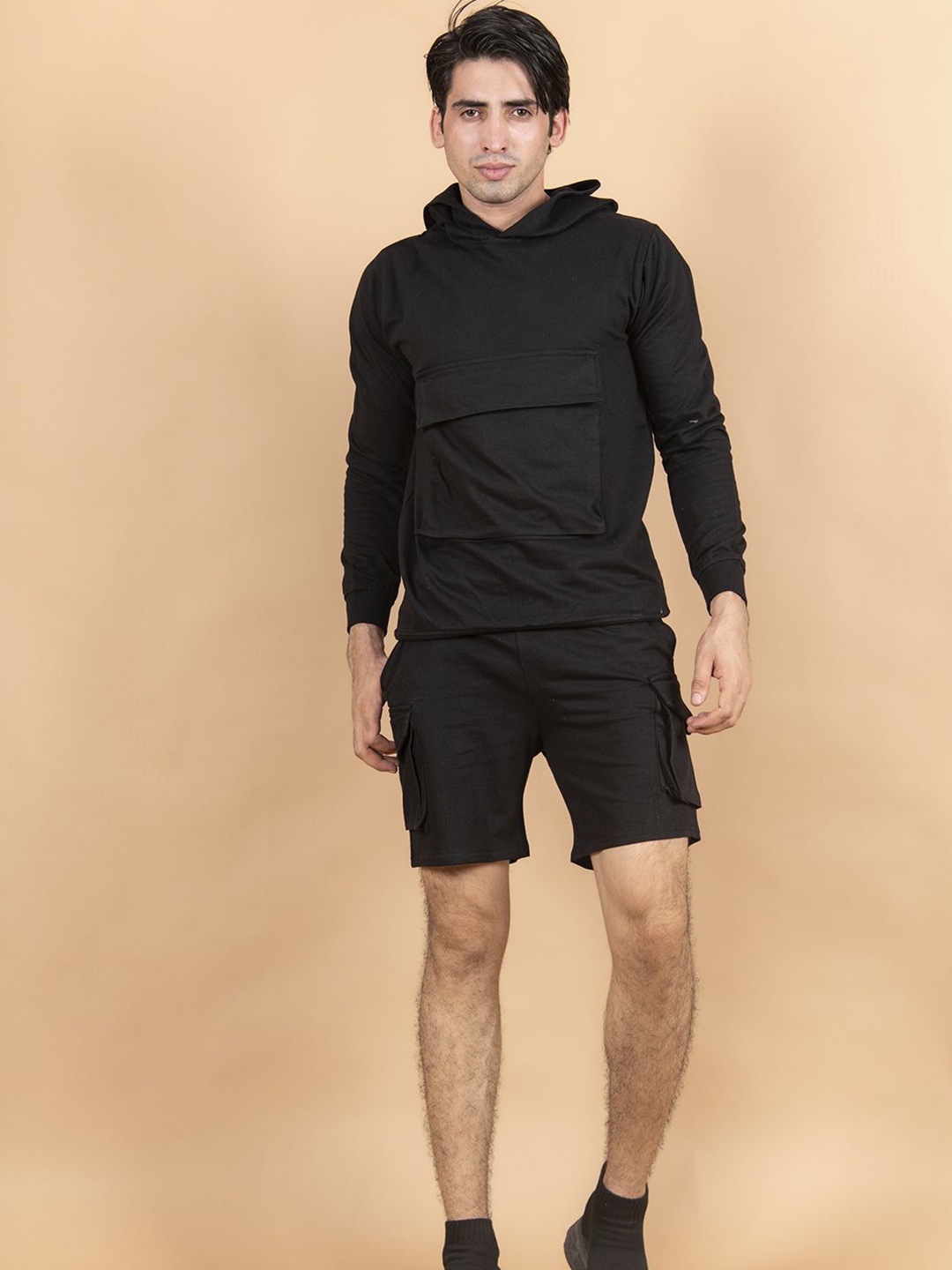 

Tistabene Hooded Sweatshirt With Shorts Co-ords, Black