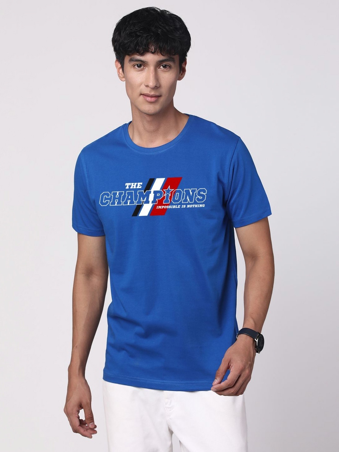 

ADRO Men Typography Printed Cotton T-shirt, Blue