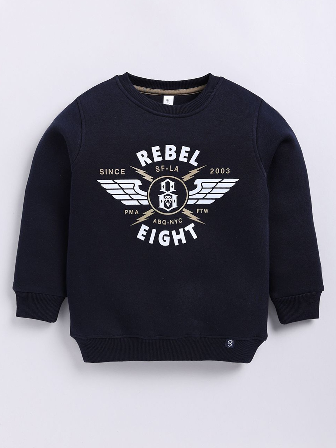 

Ginie Boys Typography Printed Round Neck Sweatshirt, Navy blue