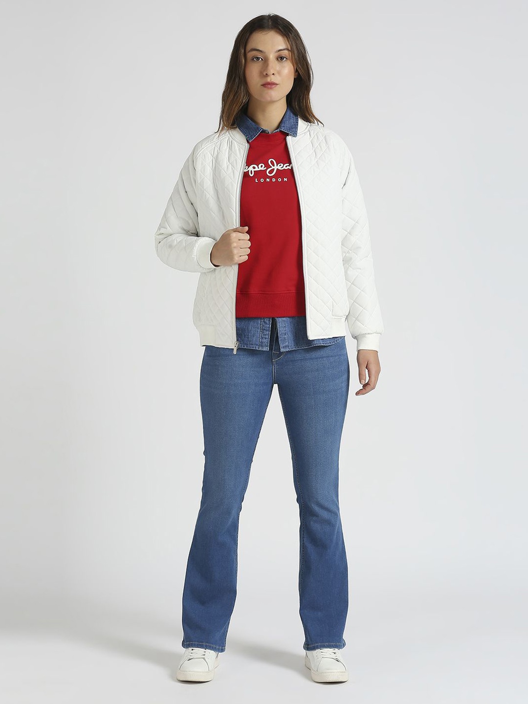 

Pepe Jeans Women Typography Printed Round Neck Pure Cotton Sweatshirt, Red