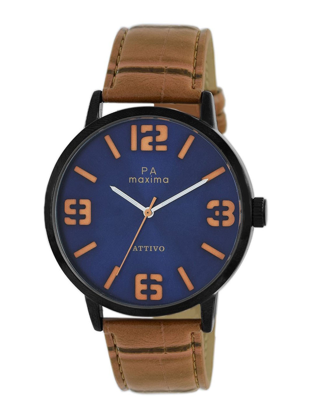 

maxima Men Embellished Dial & Leather Straps Analogue Watch 54630LAGB, Blue