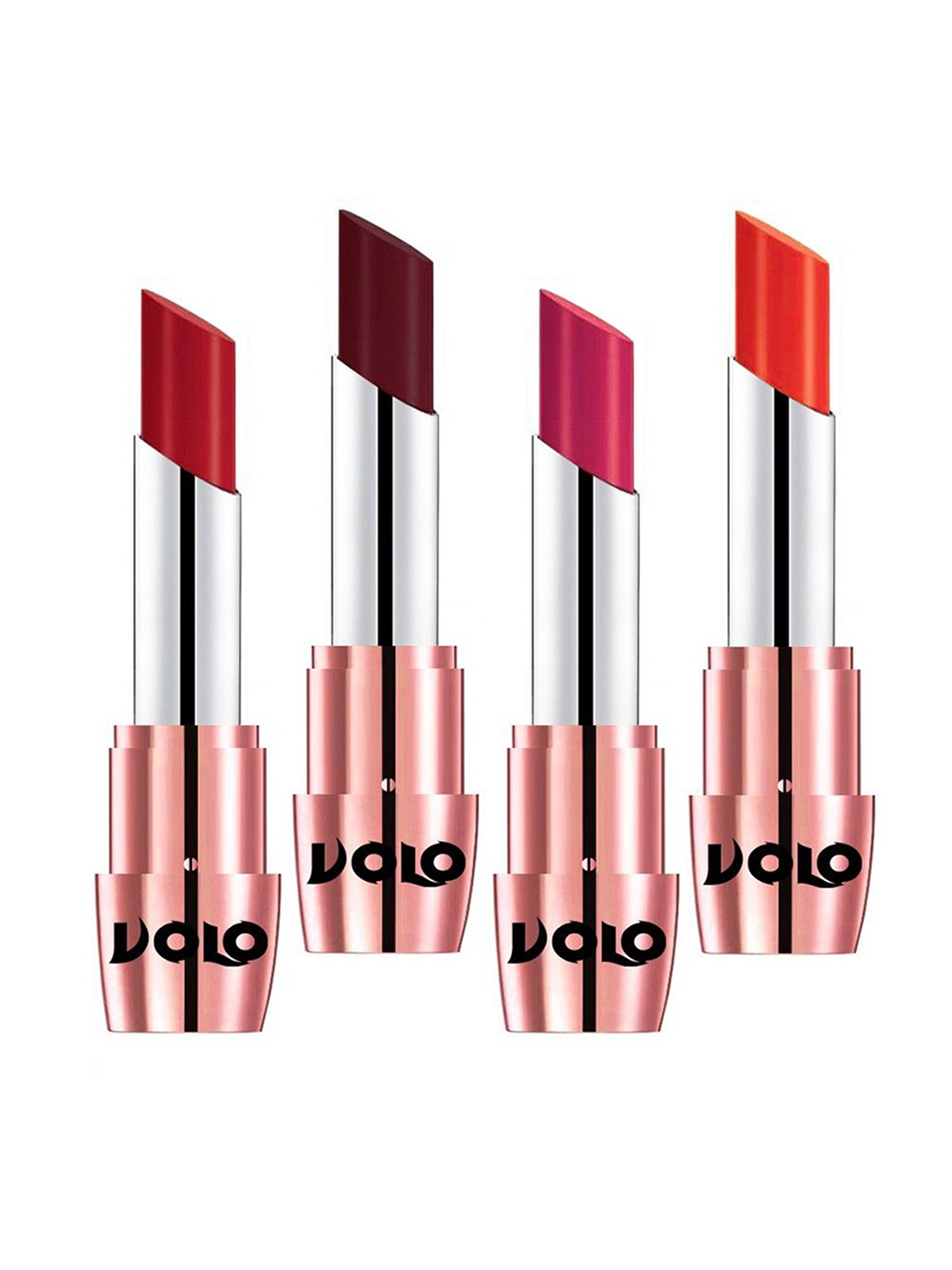 

VOLO Set Of 4 Creme Matte Lipstick - 3.5 g Each - Tomato Red-Coral-Maroon-Passion Pink
