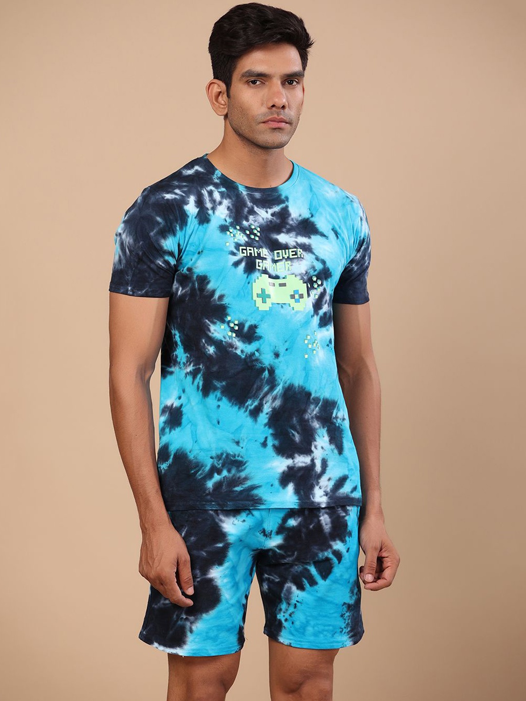 

Tistabene Tie & Dye Printed T-Shirt & Shorts Co-Ord, Blue