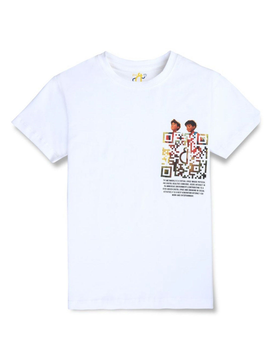 

Gini and Jony Boys Graphic Printed Round Neck Cotton T-shirt, White