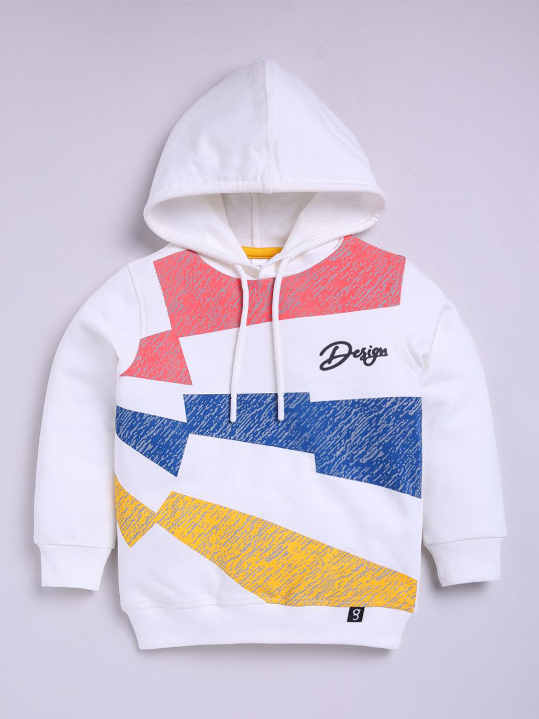 

Ginie Boys Geometric Printed Hooded Cotton Sweatshirt, White