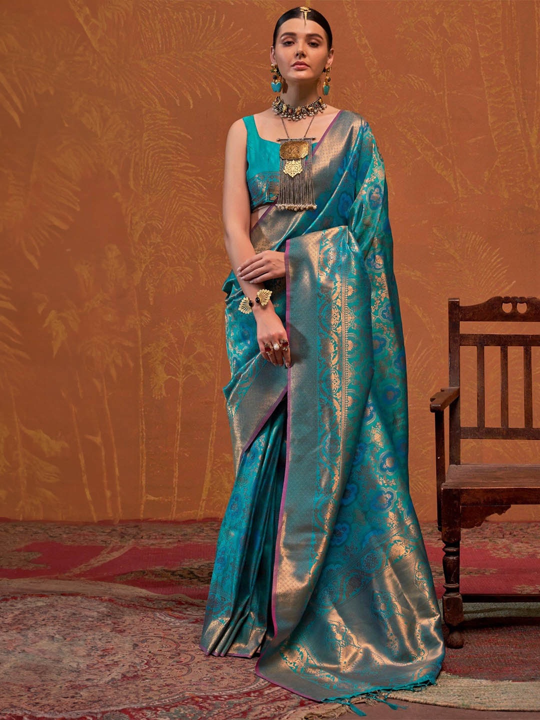 

MySilkLove Woven Design Zari Kanjeevaram Saree, Blue