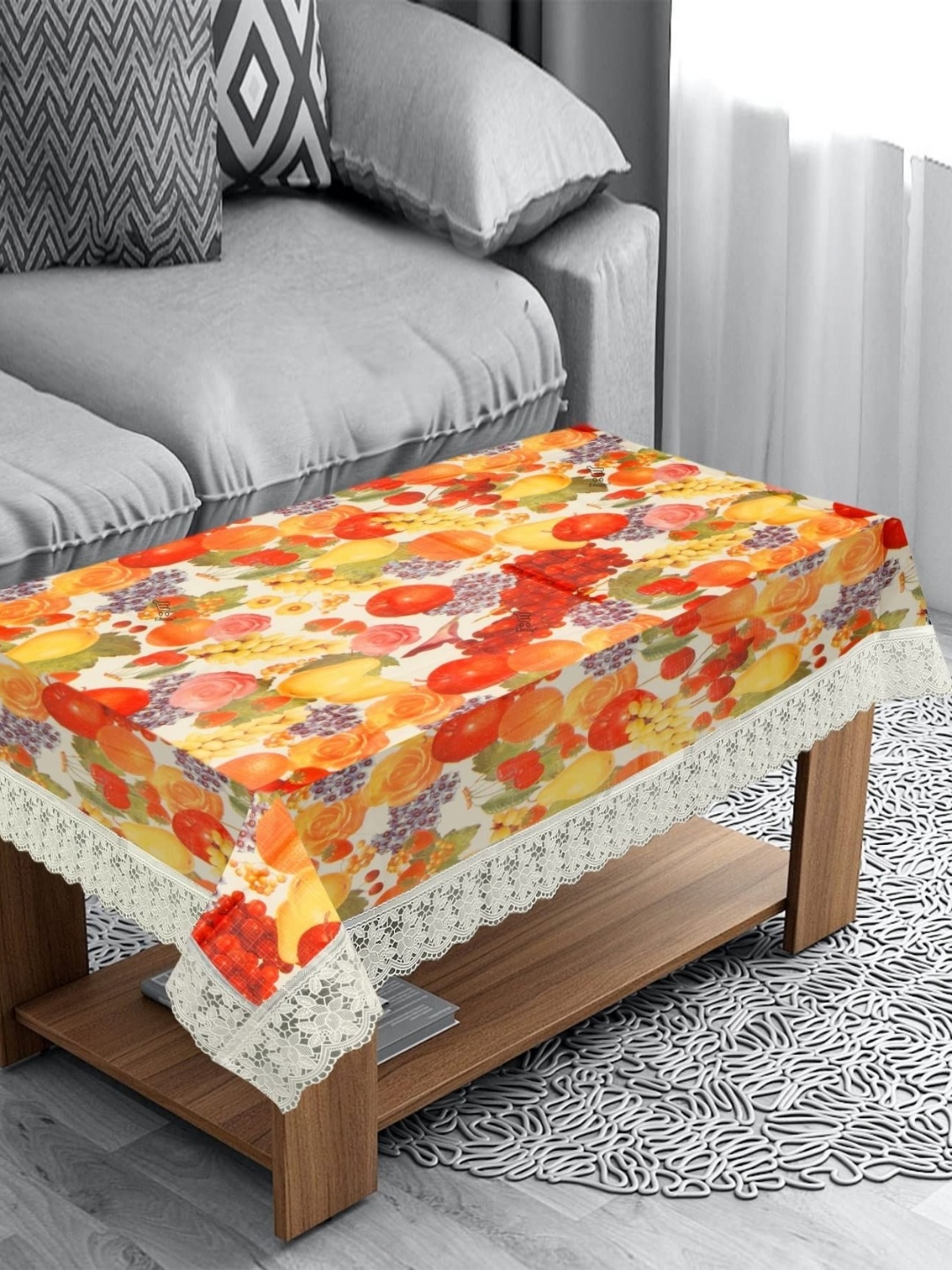 

LooMantha Red & White Floral Printed 4 Seater Table Cover