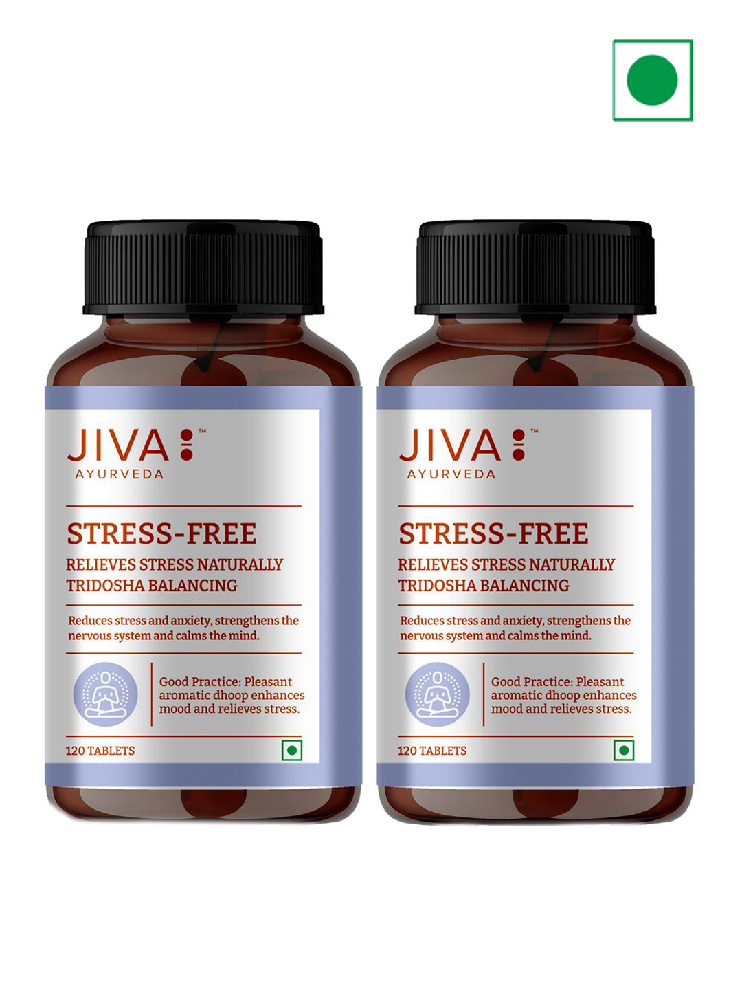 

Jiva Set Of 2 Stress-Free Tablets For Anxiety & Stress 120 Tablets Each, White