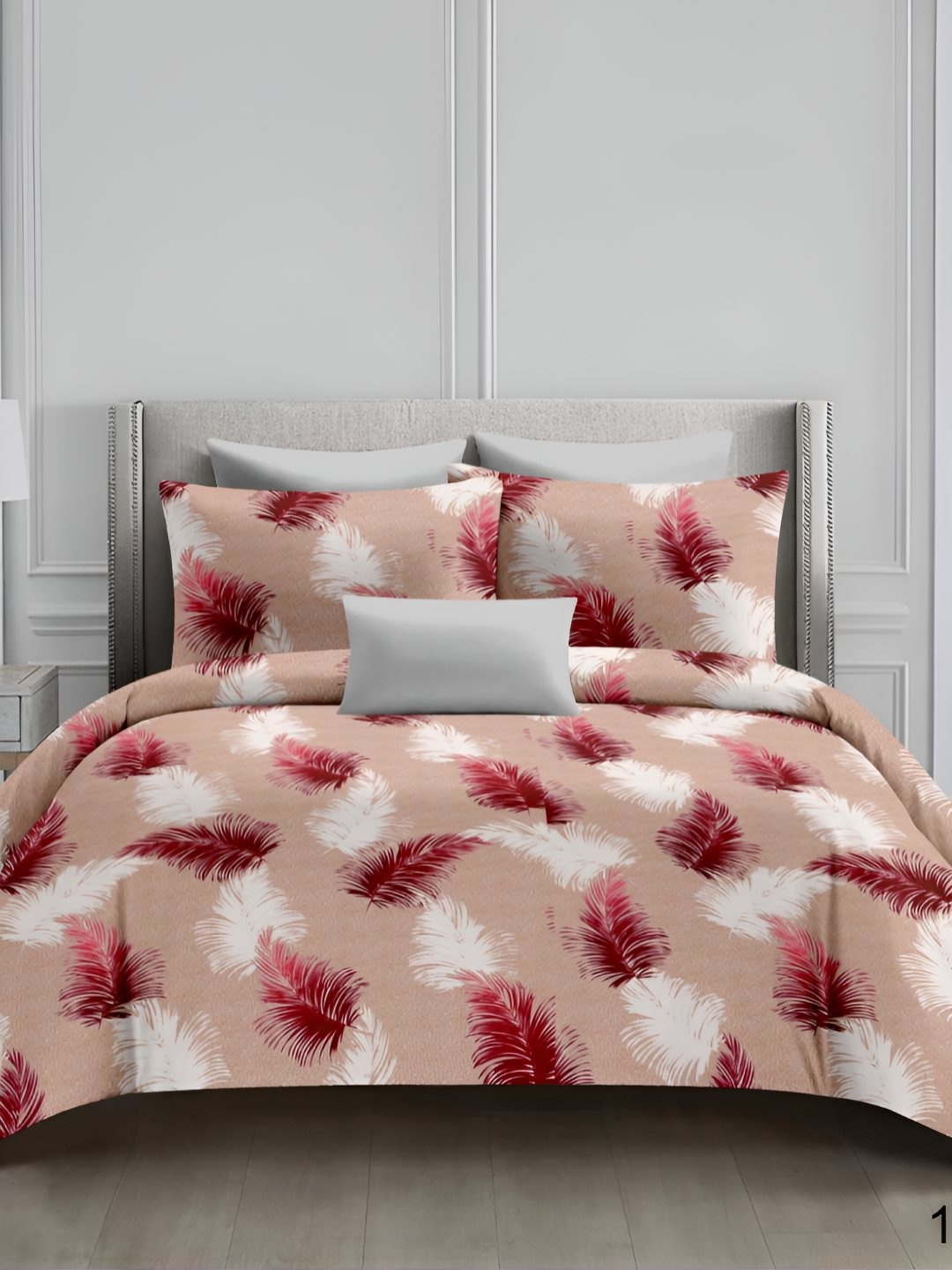 

Sleeping Owls- because your sleep matters Peach Floral 210 TC King Bedsheet with 2 Pillow